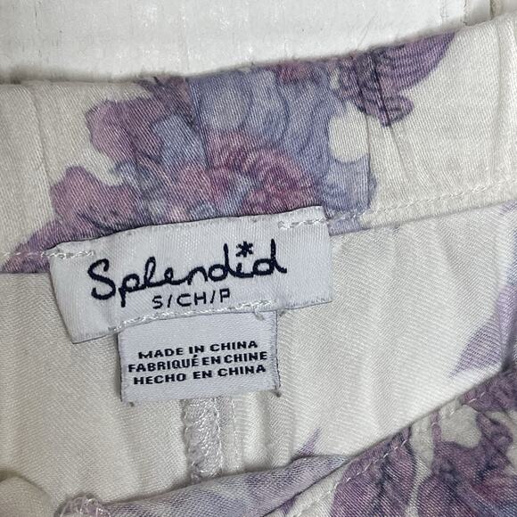 Splendid Side Slit Pajama Pants Pastel Floral Beachy Pull On Cover Up Lounge S - Picture 2 of 6